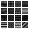 Collection of hand brush drawn geometric seamless patterns